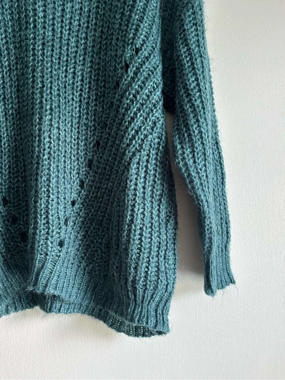 American Eagle Outfitters Teal Green Scoop-Neck Chunky Knit Sweater